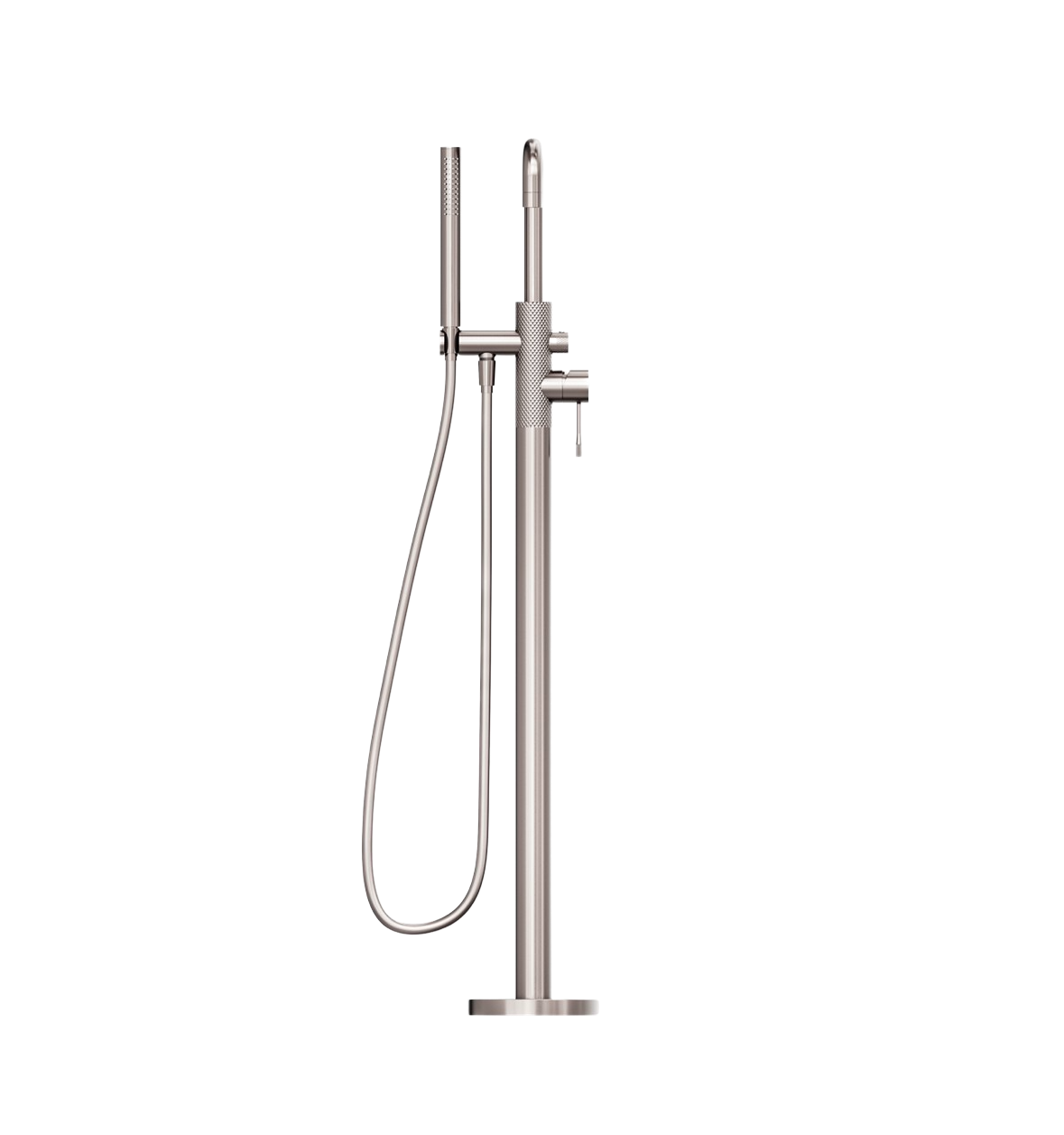 Owen &amp; Finch Luxury Freestanding Bath and Basin Faucet with Diamond Knurling – Brushed Nickel - Lead-Free Brass (OF251903aBN) 