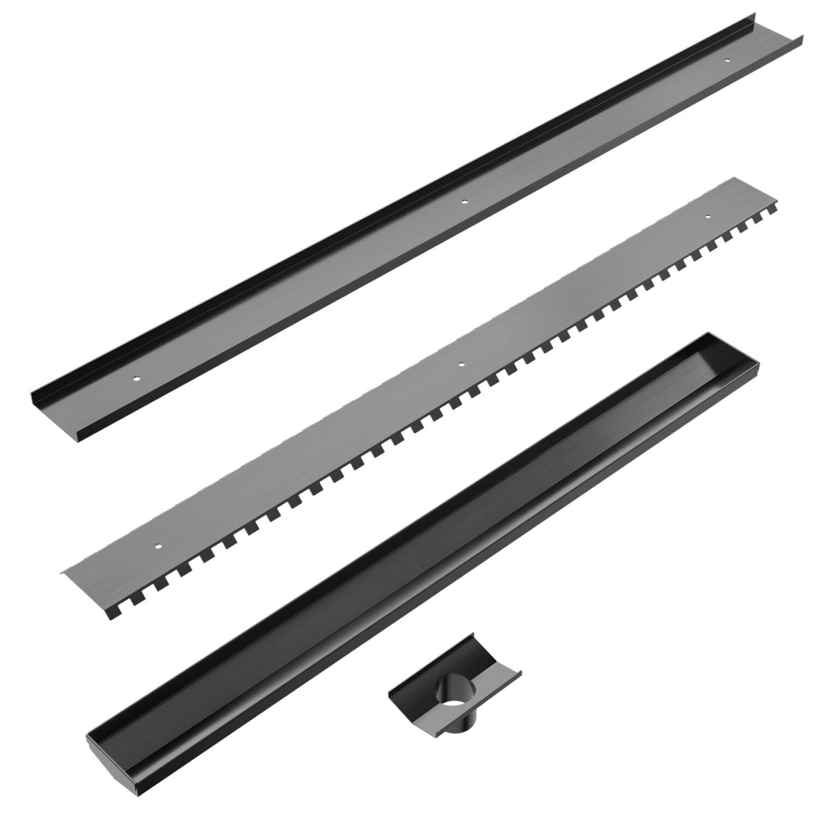 Owen &amp; Finch Shower Drain With Tile Grate Gun Metal PVD 900mm (OFFG002GM)