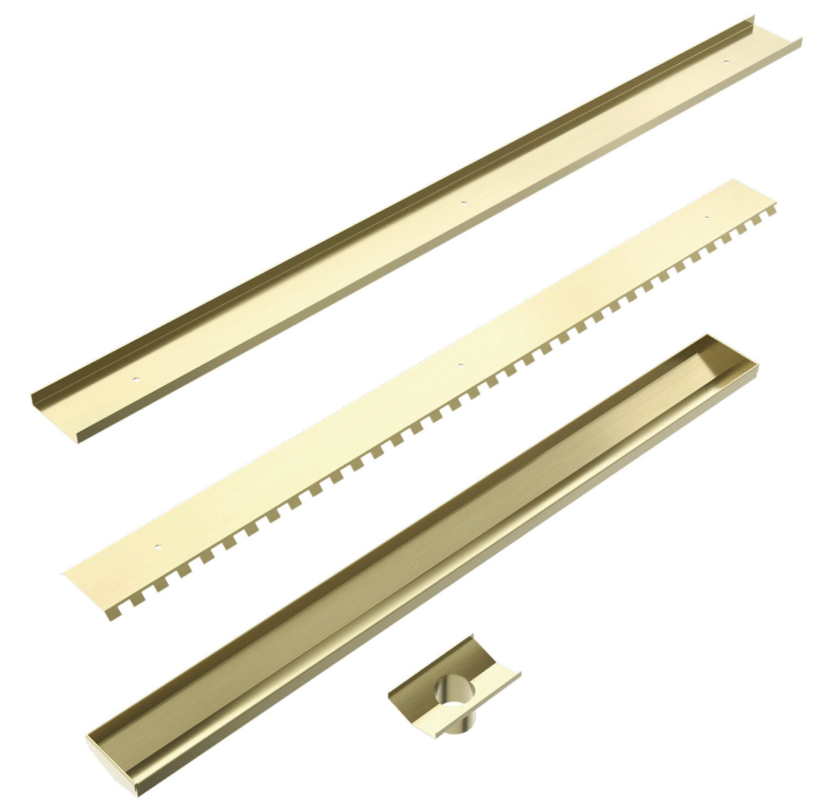 Owen & Finch Douchegoot Met Tegelrooster Brushed Champagne Gold PVD 900mm