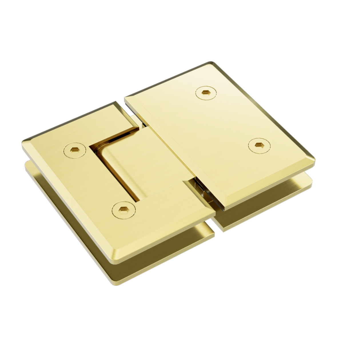 Glasscharnier Messing Geborsteld champagne goud PVD 180° Douchedeur | Owen & Finch (OFSH102BG)