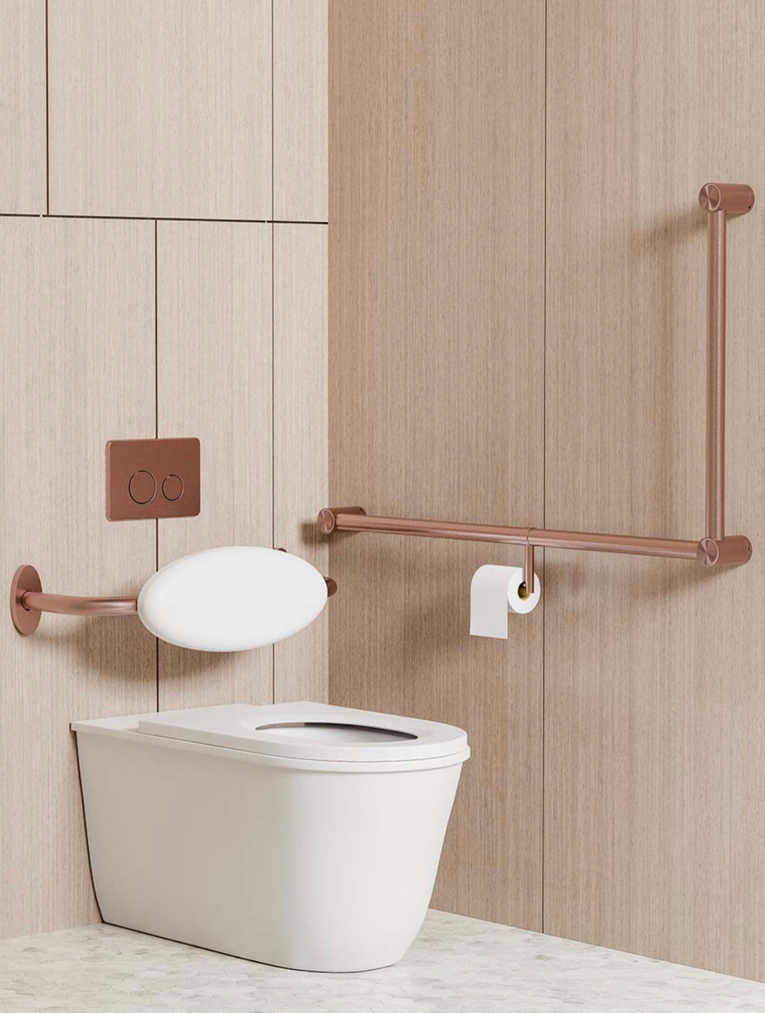 Owen &amp; Finch Stainless Steel Care 32mm Wall Grab Bar 90 Degrees 600X1065X1025MM Continuous Brushed Champagne Gold PVD (OFCR3290cBG)