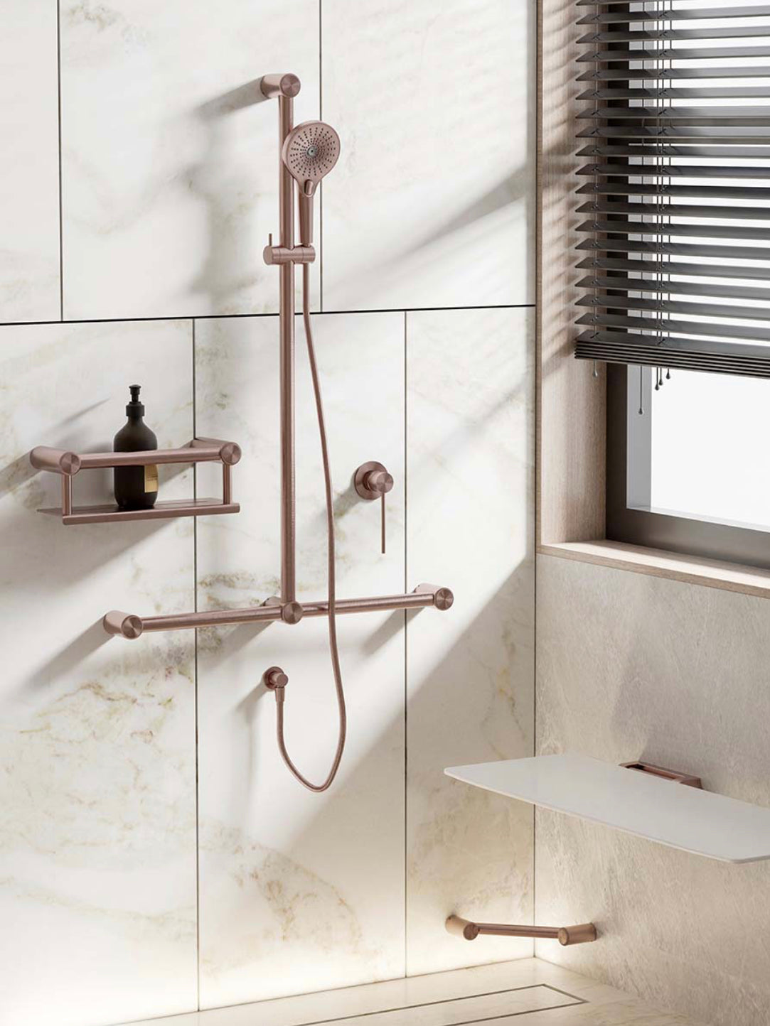 Hoek Voetsteun Douche RVS Chroom | Owen & Finch Care (OFCR2508wCH)