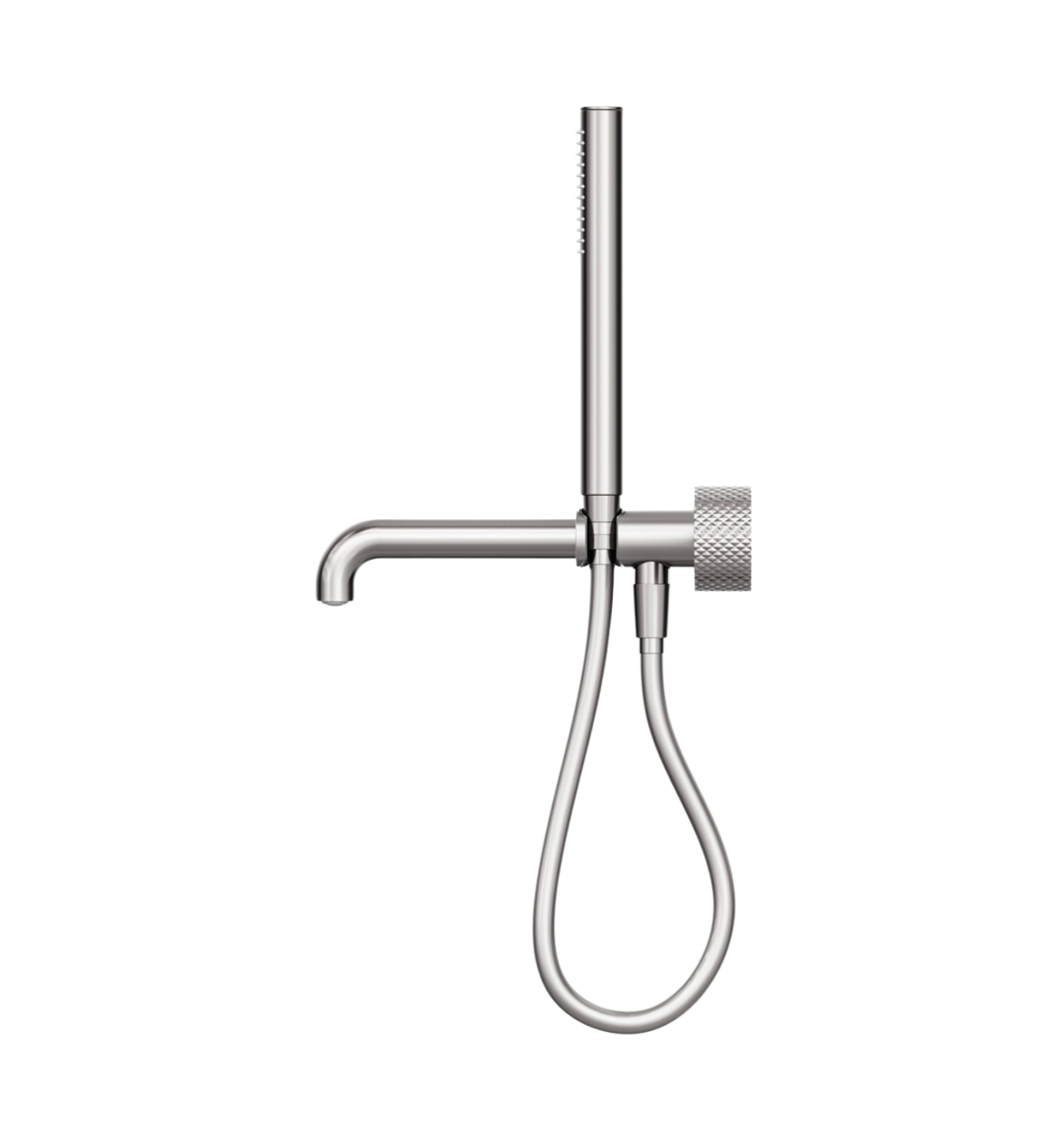 Owen &amp; Finch Brass Bath Tap – Brushed Nickel – Progressive Mixer Taps with Diamond Knurling, Bar Hand Shower &amp; 250mm Spout (OF252003b250BN)