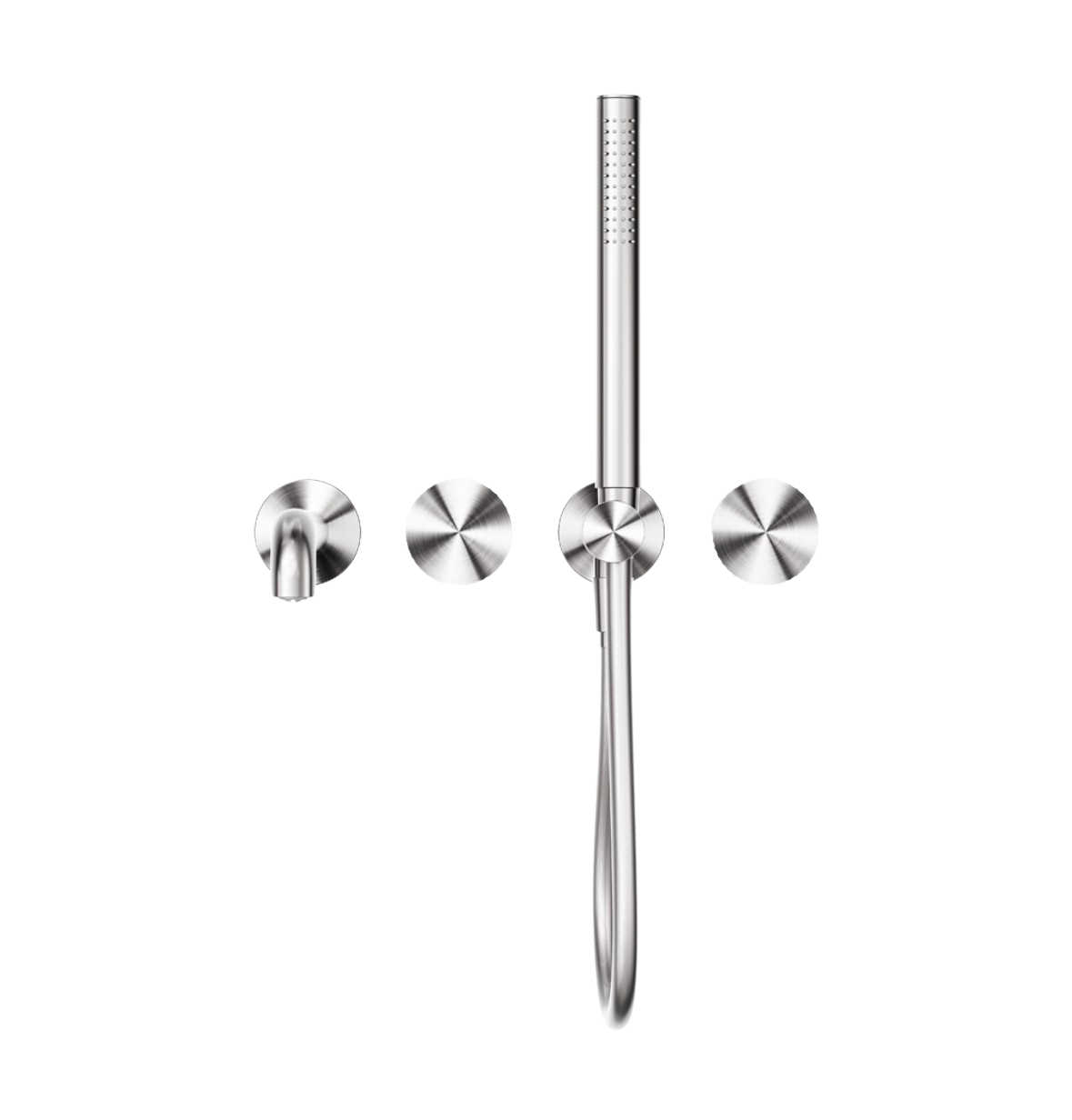 Owen &amp; Finch Brass Bath Tap – Brushed Nickel – Progressive Mixer Taps with Diamond Knurling, Bar Hand Shower &amp; 250mm Spout (OF252003b250BN)