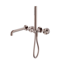 Owen &amp; Finch Brass Bath Tap – Brushed Satin Bronze (PVD) – Progressive Mixer Taps with Diamond Knurling, Bar Hand Shower &amp; 250mm Spout (OF252003b250BZ)