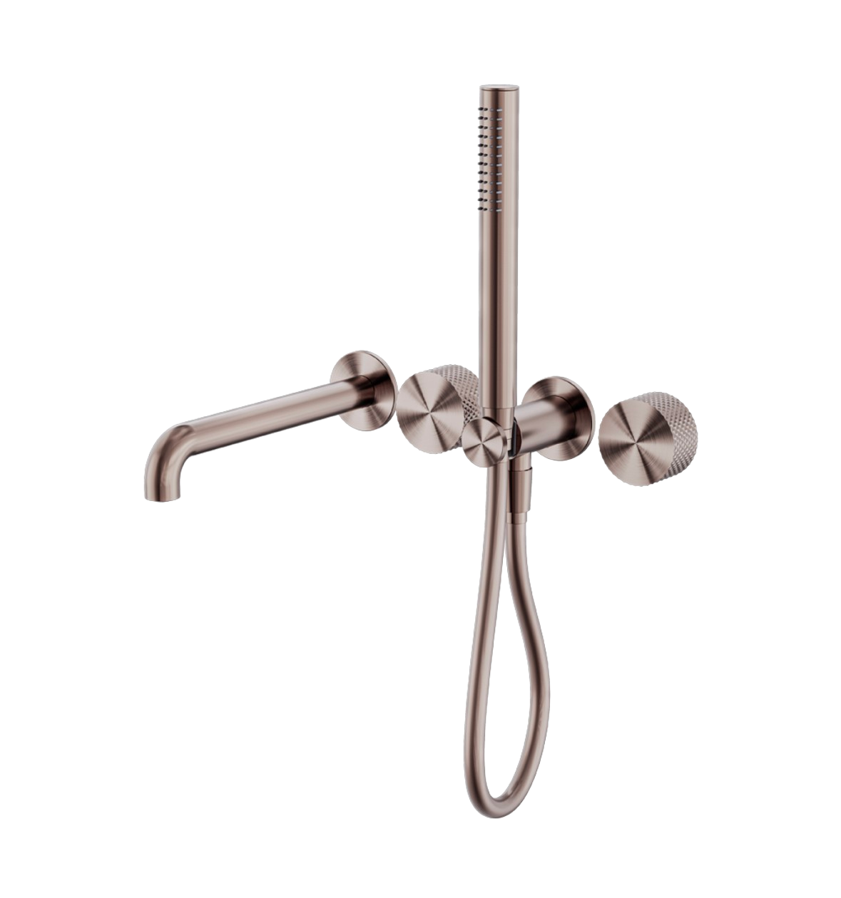Owen &amp; Finch Brass Bath Tap – Brushed Satin Bronze (PVD) – Progressive Mixer Taps with Diamond Knurling, Bar Hand Shower &amp; 250mm Spout (OF252003b250BZ)