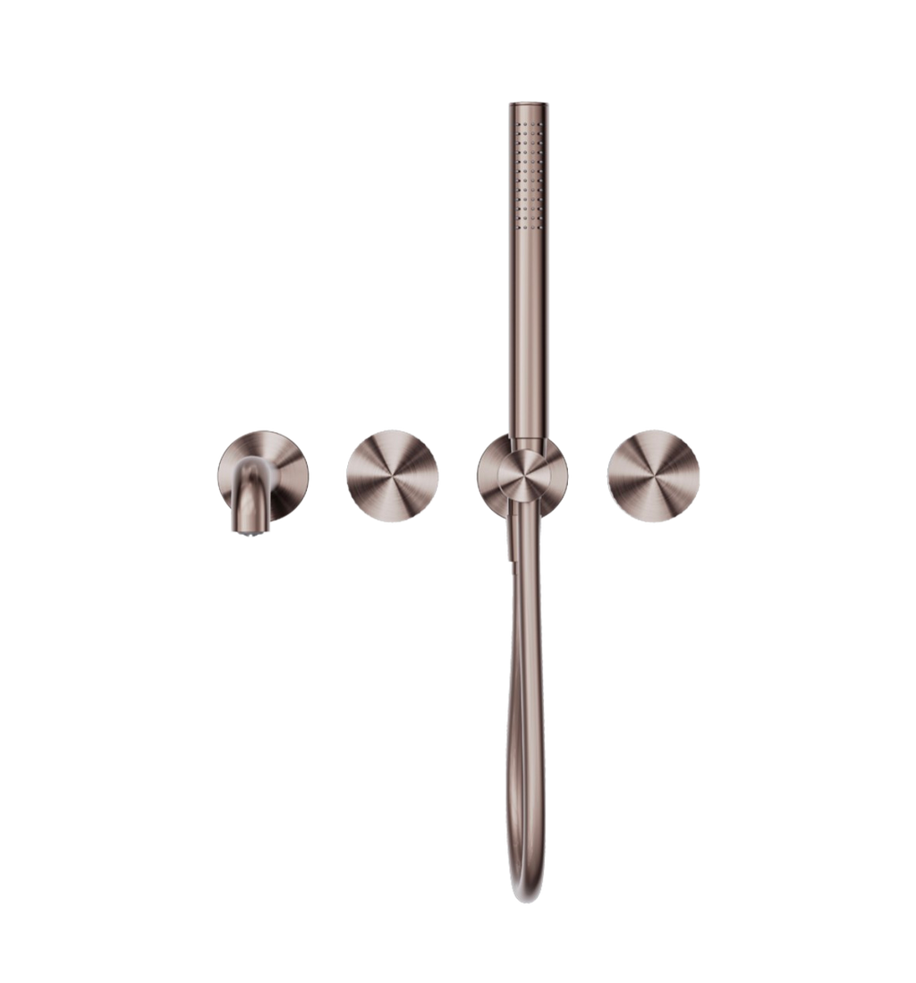 Owen & Finch Messing Badkraan – Geborsteld Satijn Brons (PVD) – Progressive Mengkranen met Diamantkarteling, Staafhanddouche & 250 mm Uitloop (OF252003b250BZ)