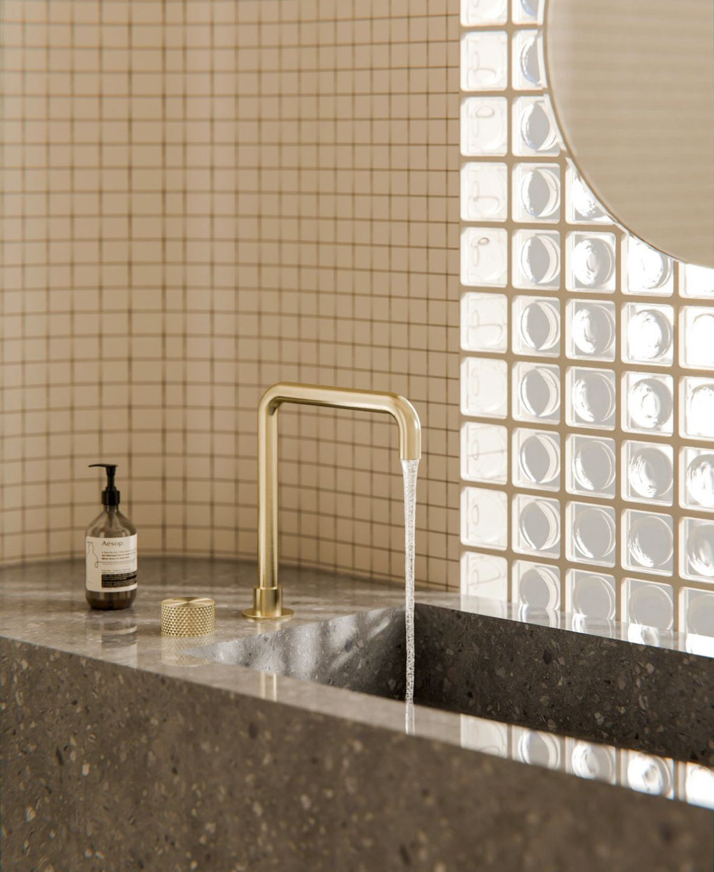 Owen &amp; Finch 2-Hole Progressive Basin Mixer Tall Model Brushed Champagne Gold PVD (OF252001aBG)