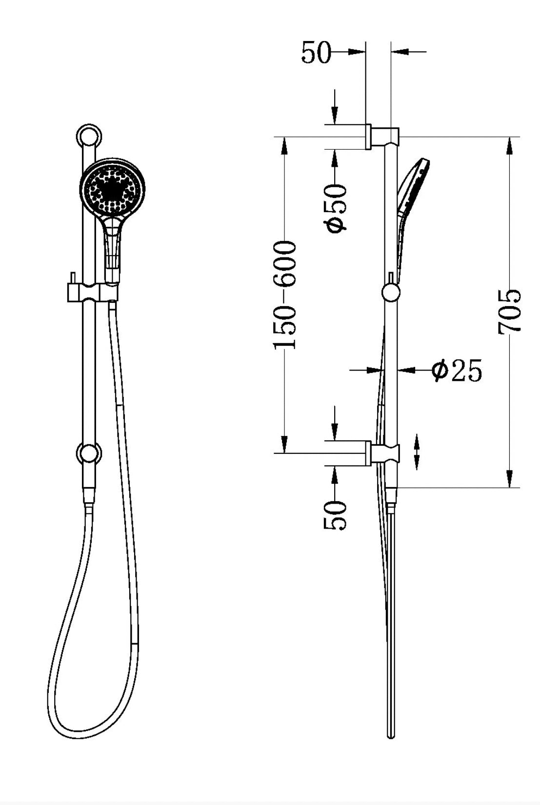 Owen & Finch Mecca Air Shower Handdouche Met Glijstang Chrome (OF221905gCH)