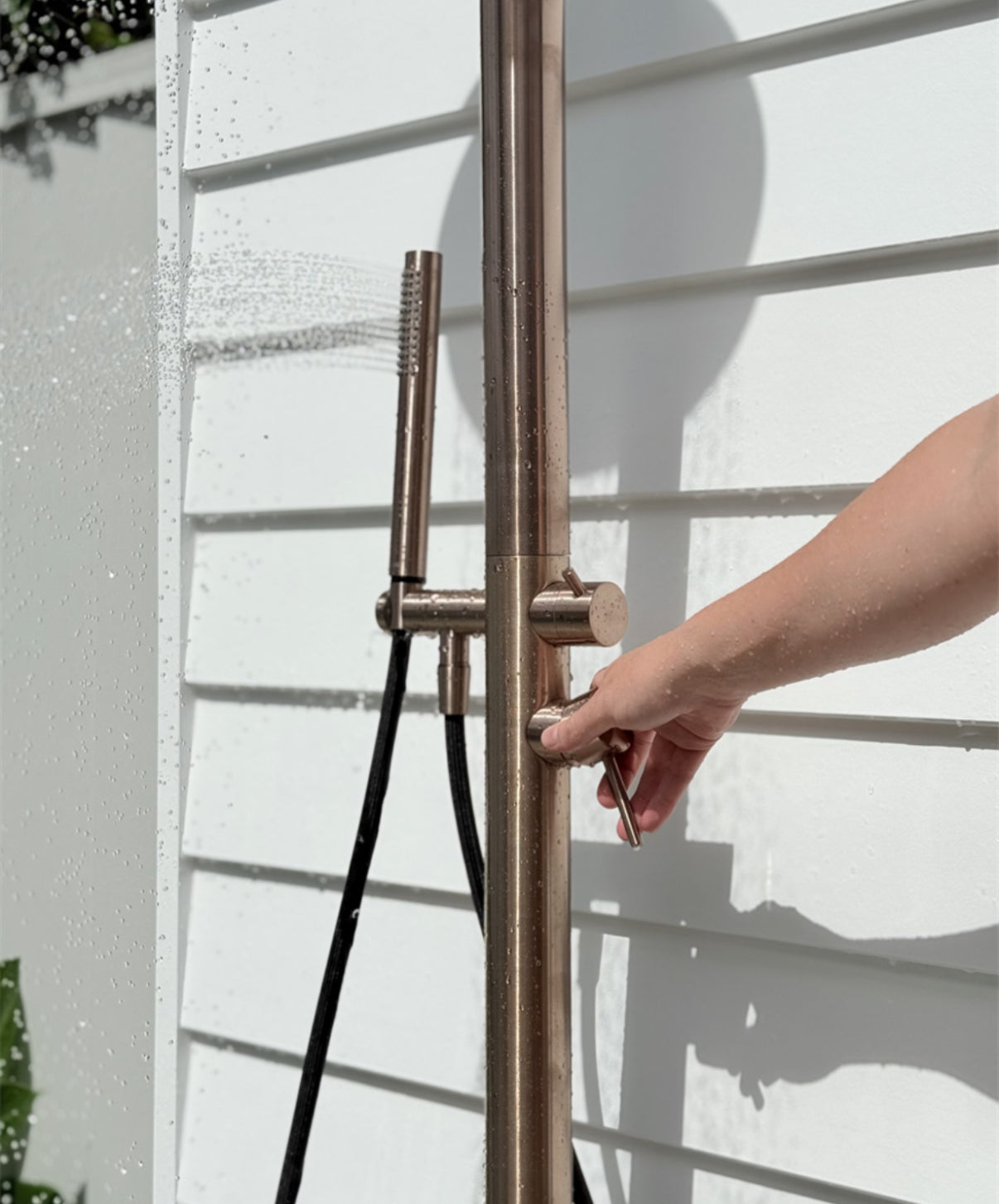 Owen &amp; Finch Luxury Outdoor Shower – 316L Stainless Steel – Brushed Nickel – Rain Shower Ø300 mm + Rod Hand Shower (OF162205aBN) 