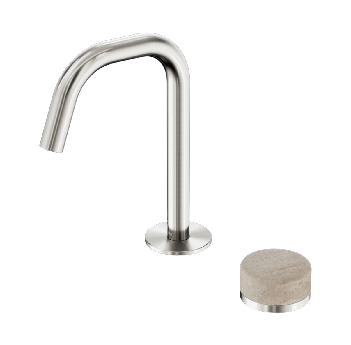 Owen & Finch 2-gats Progressive Inbouw Lage Wastafelmengkraan Met Marmeren Greep Brushed Nickel (OF24E045BN)