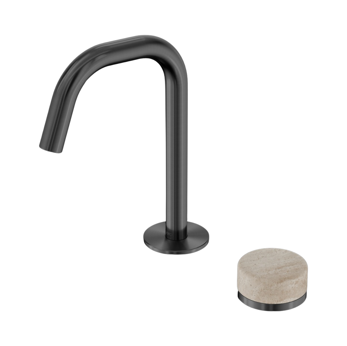 Owen & Finch 2-gats Progressive Inbouw Lage Wastafelmengkraan Marmeren Greep Gun Metal PVD