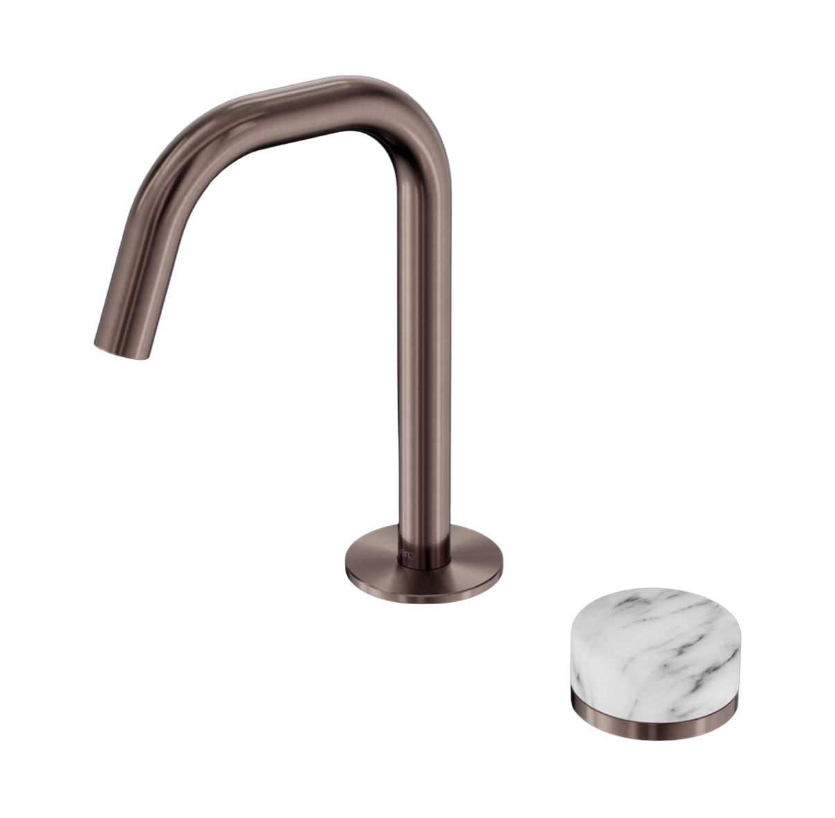 Owen & Finch 2-gats Progressive Inbouw Lage Wastafelmengkraan Marmeren Greep Geborsteld Satijn Brons PVD