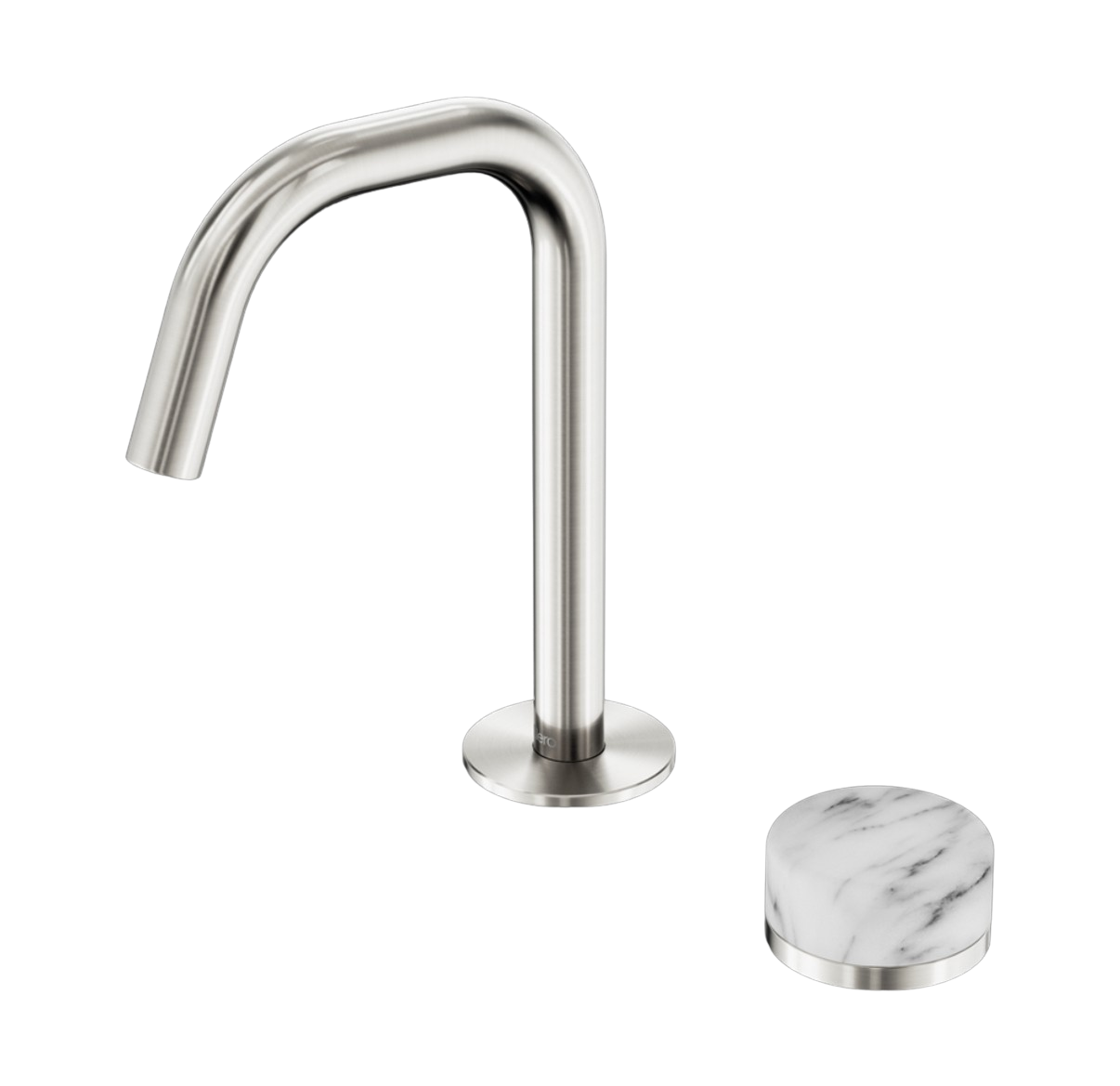 Owen & Finch 2-gats Progressive Inbouw Lage Wastafelmengkraan Met Marmeren Greep Brushed Nickel (OF24E045BN)