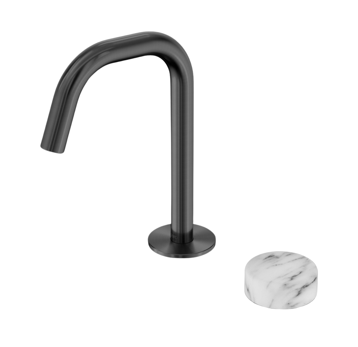 Owen & Finch 2-gats Progressive Inbouw Lage Wastafelmengkraan Marmeren Greep Gun Metal PVD