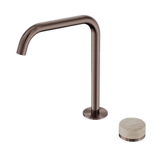 Owen & Finch 2-gats Progressive Inbouw Hoge Wastafelmengkraan Marmeren Greep Brushed Satin Bronze PVD