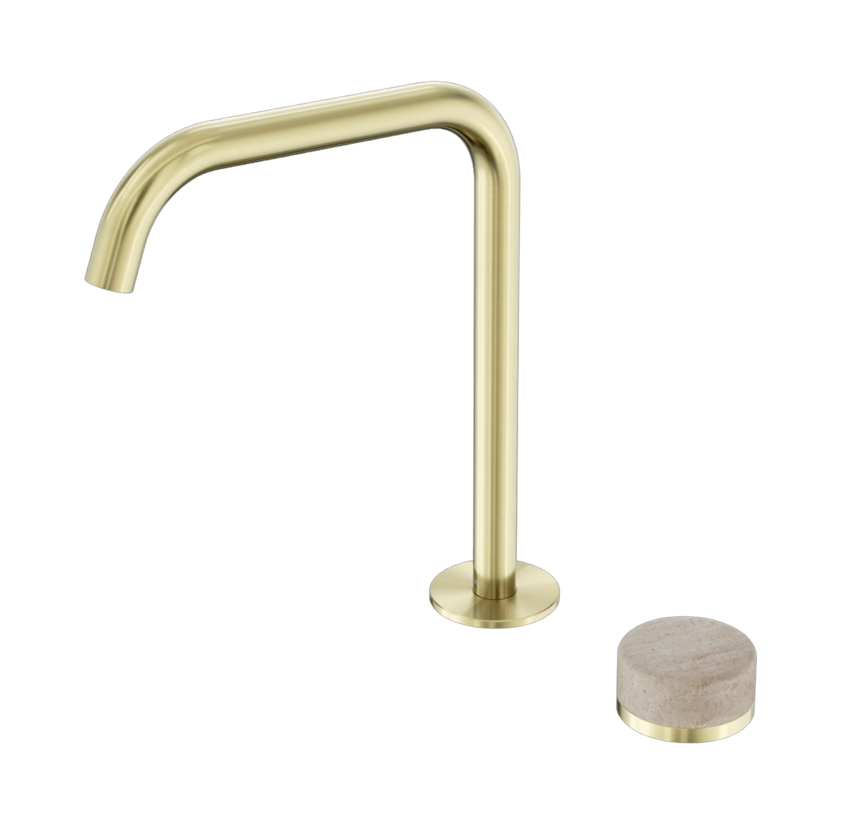 Owen &amp; Finch 2-Hole Progressive Built-In High Basin Mixer with Marble Handle and Brushed Champagne Gold PVD
