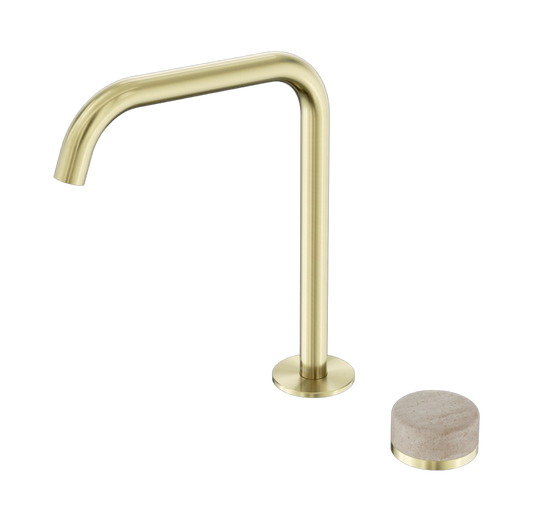 Owen & Finch 2-gats Progressive Inbouw Hoge Wastafelmengkraan Marmeren Greep Brushed Champagne Gold PVD