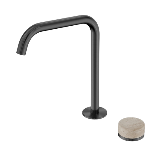 Owen & Finch 2-gats Progressive Inbouw Hoge Wastafelmengkraan Marmeren Greep Brushed Gun Metal PVD