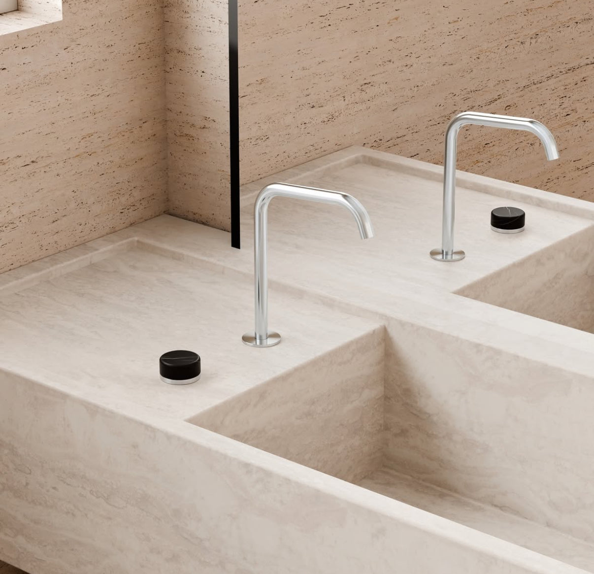 Owen & Finch 2-gats Progressive Inbouw Hoge Wastafelmengkraan Marmeren Greep Brushed Nickel