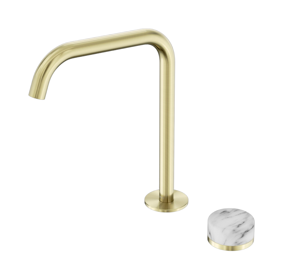 Owen &amp; Finch 2-Hole Progressive Built-In High Basin Mixer with Marble Handle and Brushed Champagne Gold PVD
