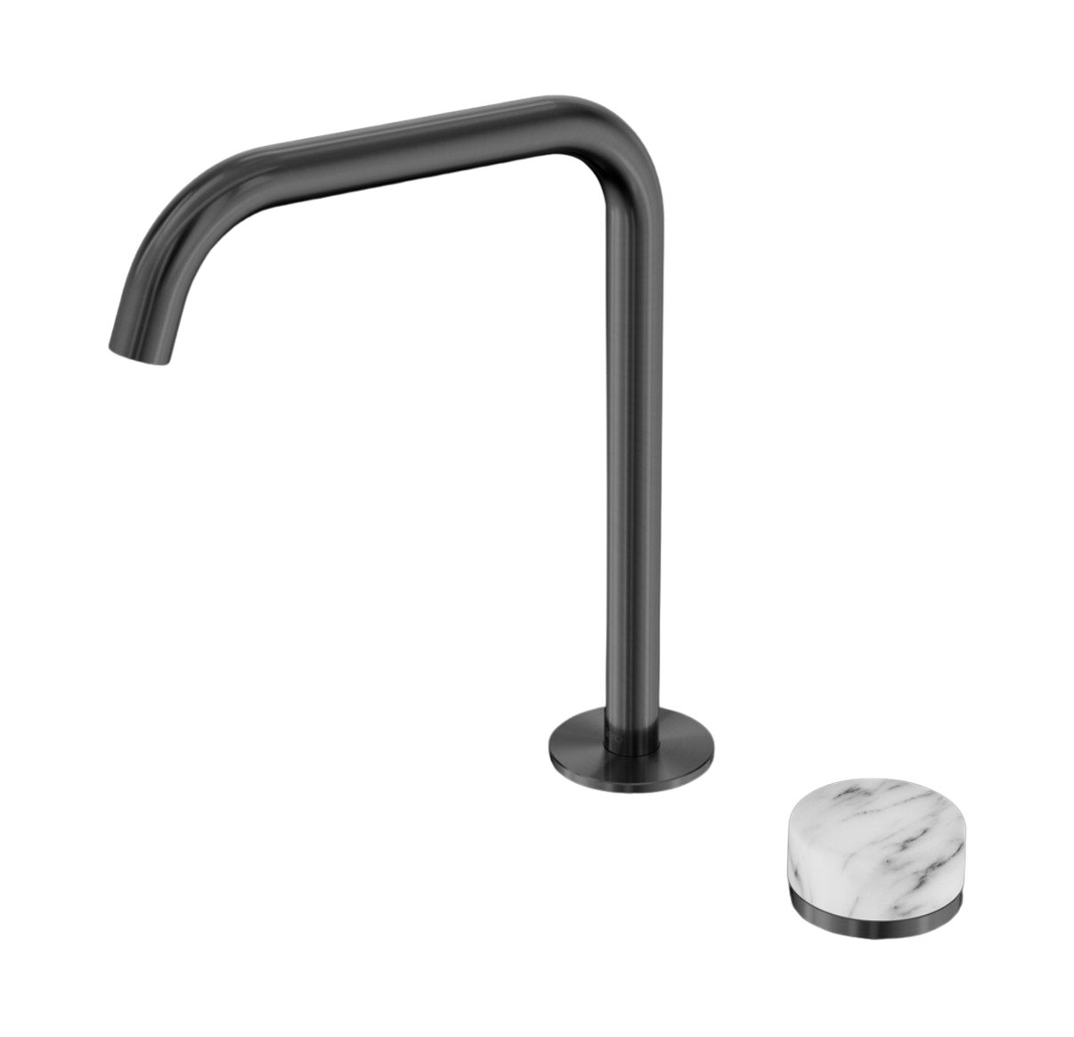 Owen & Finch 2-gats Progressive Inbouw Hoge Wastafelmengkraan Marmeren Greep Brushed Gun Metal PVD