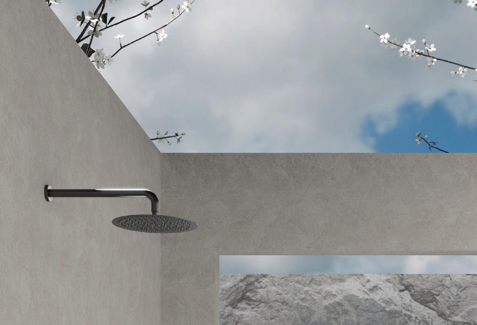 Hoofddouche regendouche 300 mm 316L RVS geborsteld grafiet PVD | geschikt voor binnen en buiten | Luxe douchekop badkamer design | Owen & Finch (OF508041GR)