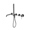 Owen &amp; Finch Brass Bath Mixer – Brushed Gun Metal (PVD) – With Mixer, Bar Hand Shower &amp; 215/250 mm Spout (OF221912hGM)