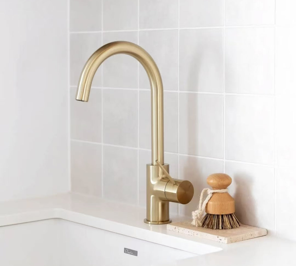 Owen & Finch Luxe 1-Gats Keukenmengkraan – Geborsteld Champagne Goud PVD (OF221907BG)