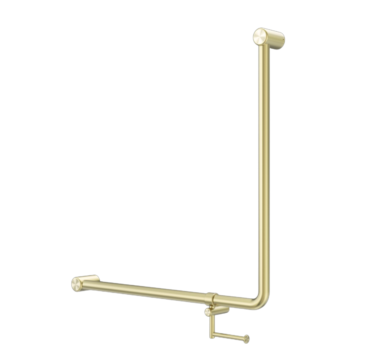 Owen & Finch Care toiletbeugel 90 graden 32 mm met toiletrolhouder 750 x 750 mm – Geborsteld Champagne Goud PVD (OFCR3290bhBG)