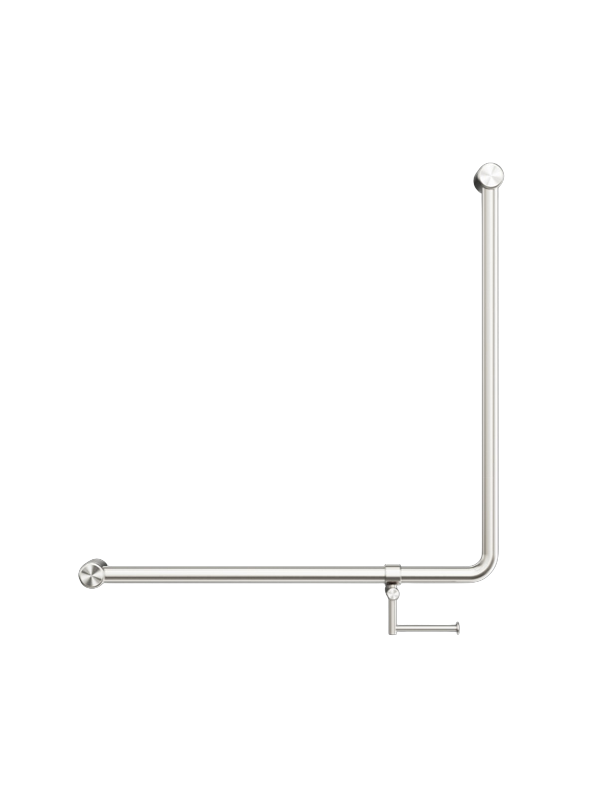 Owen & Finch Care toiletbeugel 90 graden 32 mm met toiletrolhouder 750 x 750 mm – Geborsteld Nikkel (OFCR3290bhBN)