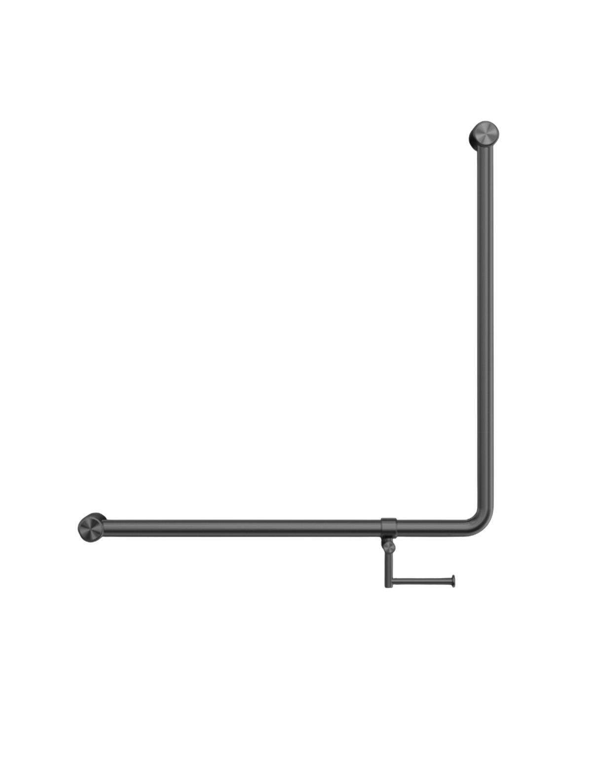 Owen & Finch Care toiletbeugel 90 graden 32 mm met toiletrolhouder 750 x 750 mm – Geborsteld Gun Metal PVD (OFCR3290bhGM)