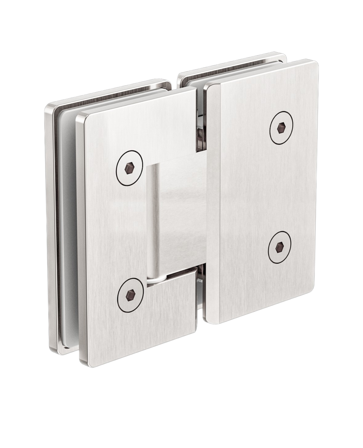 Owen &amp; Finch Brass Glass-to-Glass Hinge 180° | Glass Hardware for Shower Doors Brushed Nickel (OFSH102aBN)