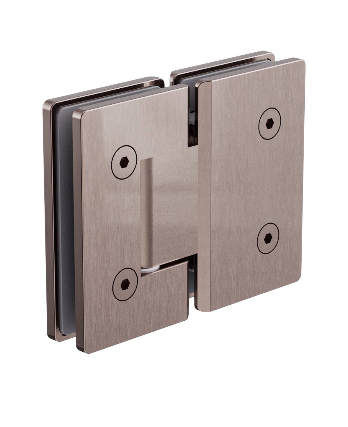 Owen &amp; Finch Brass Glass-to-Glass Hinge 180° | Glass Hardware for Shower Doors Brushed Satin Bronze PVD (OFSH102BZ)