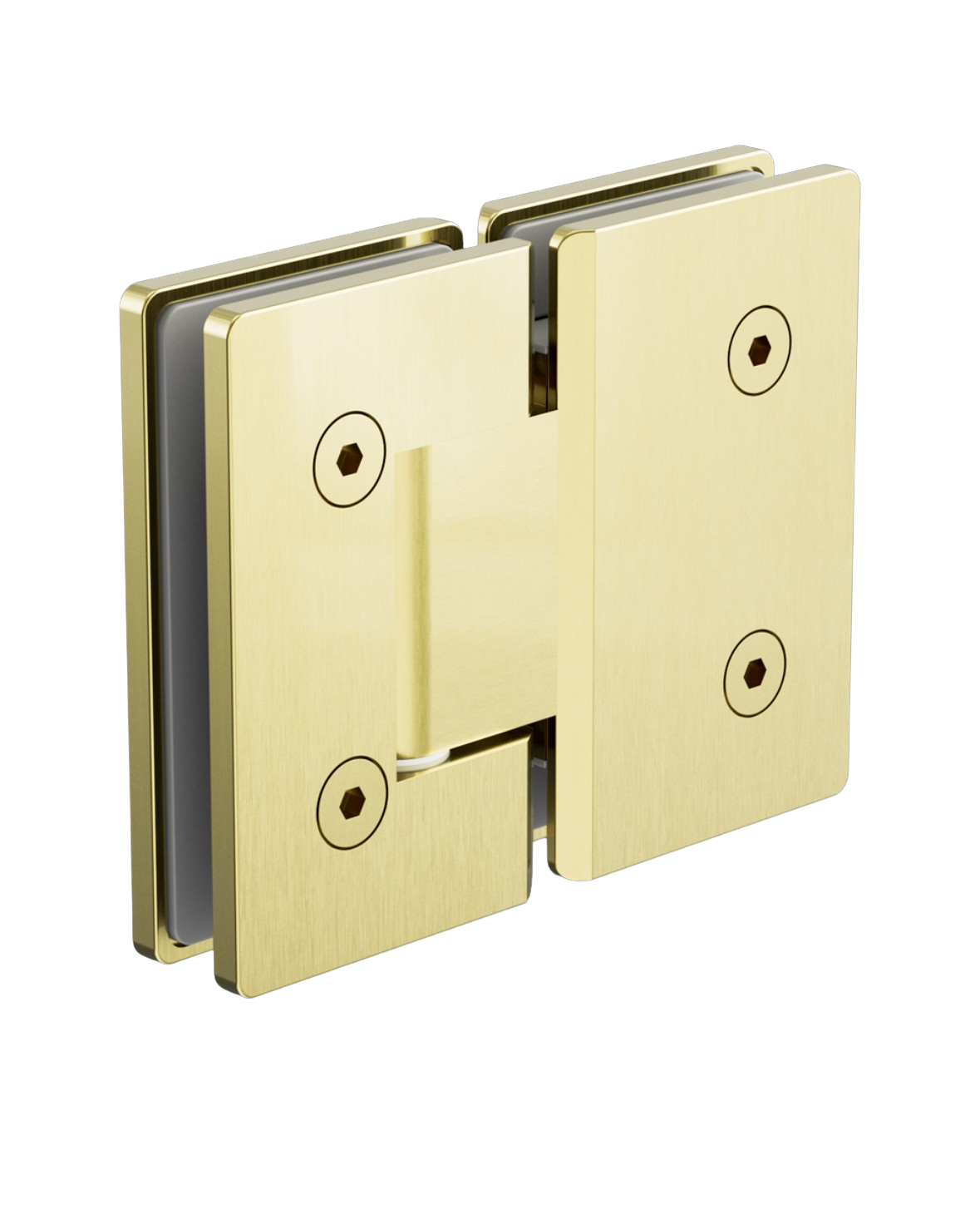 Owen &amp; Finch Brass Glass-to-Glass Hinge 180° | Glass Hardware for Shower Doors Brushed Champagne Gold PVD (OFSH102BG)