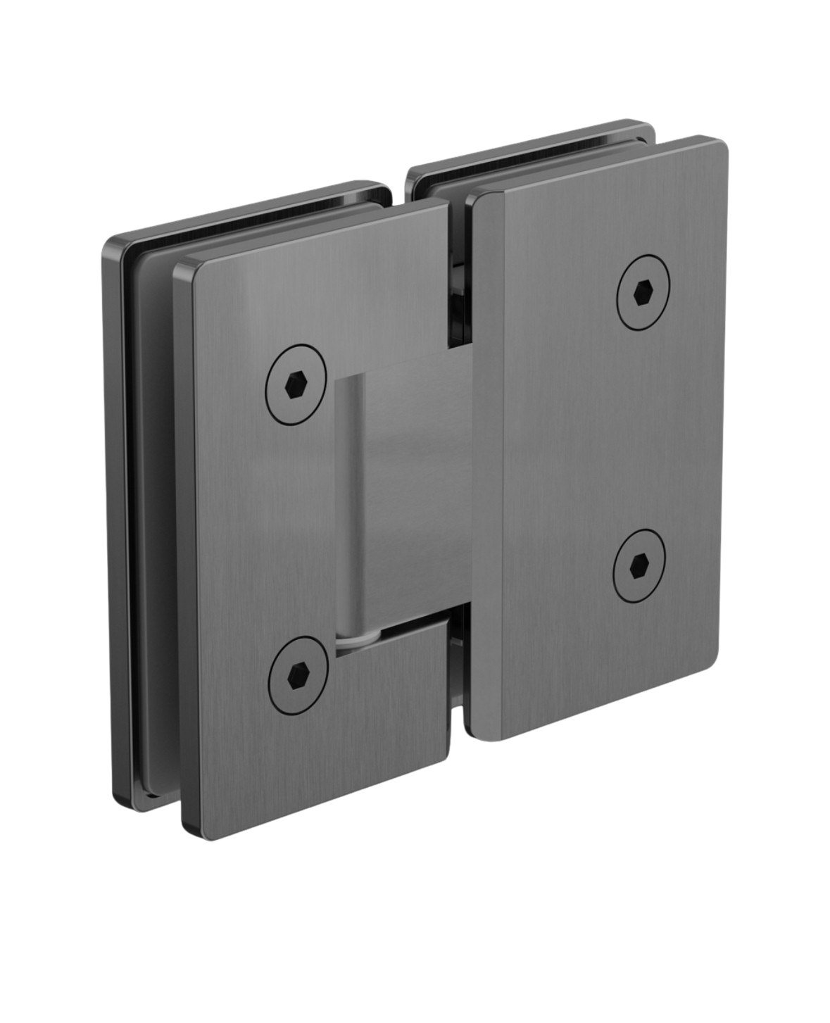 Owen &amp; Finch Brass Glass-to-Glass Hinge 180° | Glass Hardware for Shower Doors Gun Metal PVD (OFSH102GM)
