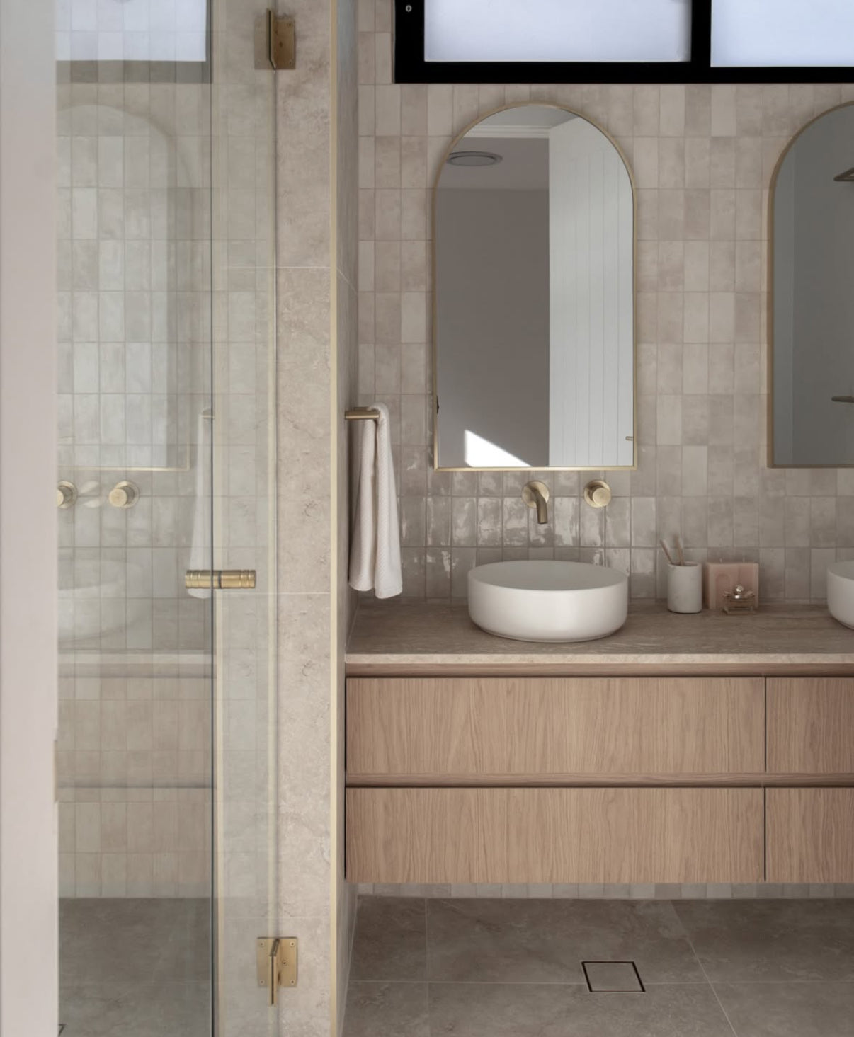 Glasknop Douchedeur Messing Geborsteld Champagne Goud PVD 10 mm | Owen & Finch (OFSH301aBG)