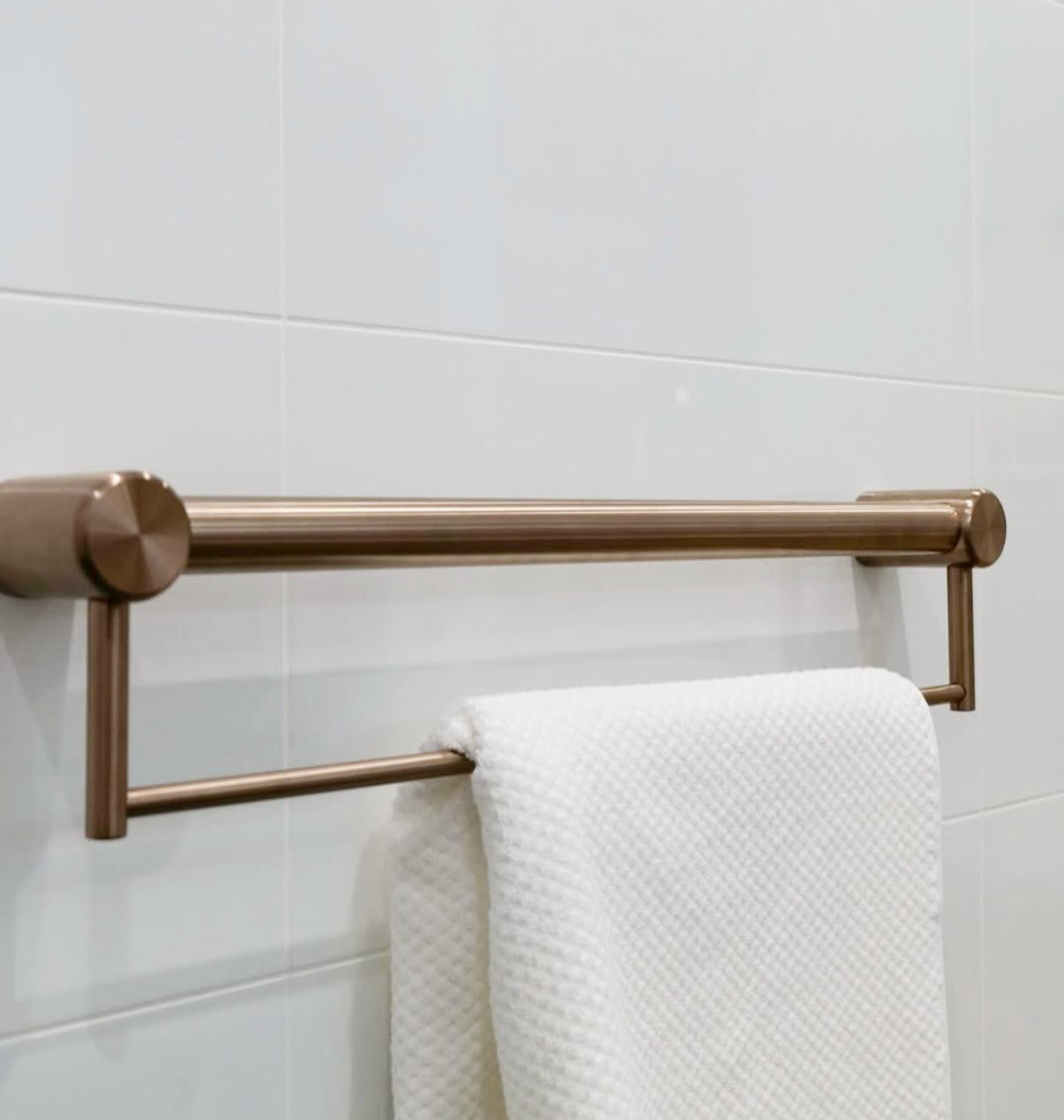 Owen &amp; Finch Care Towel Rack with Handle Brushed Satin Bronze PVD (OFCR3224bBZ)