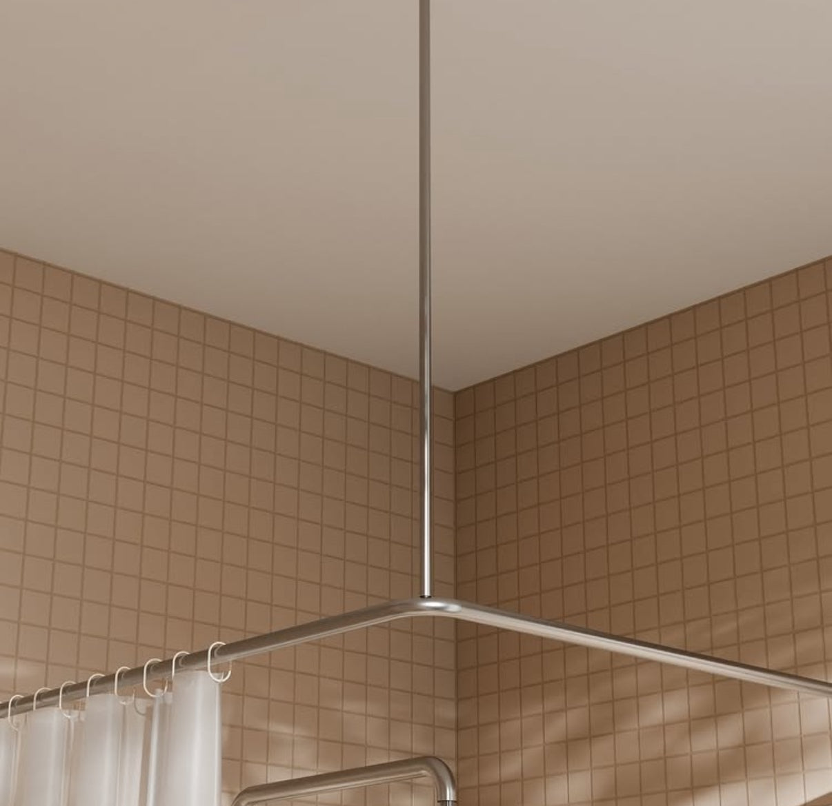 Hoek douchegordijnrail 1200×1200 mm RVS geborsteld champagne goud PVD | douche rail | Owen & Finch Care (OFCR0006BG)