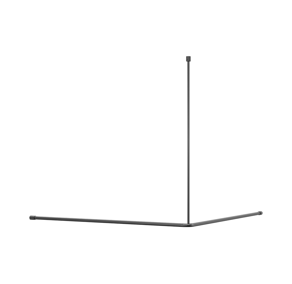 Hoek douchegordijnrail 1200×1200 mm RVS geborsteld gun metal PVD | douche rail | Owen & Finch Care (OFCR0006GM)