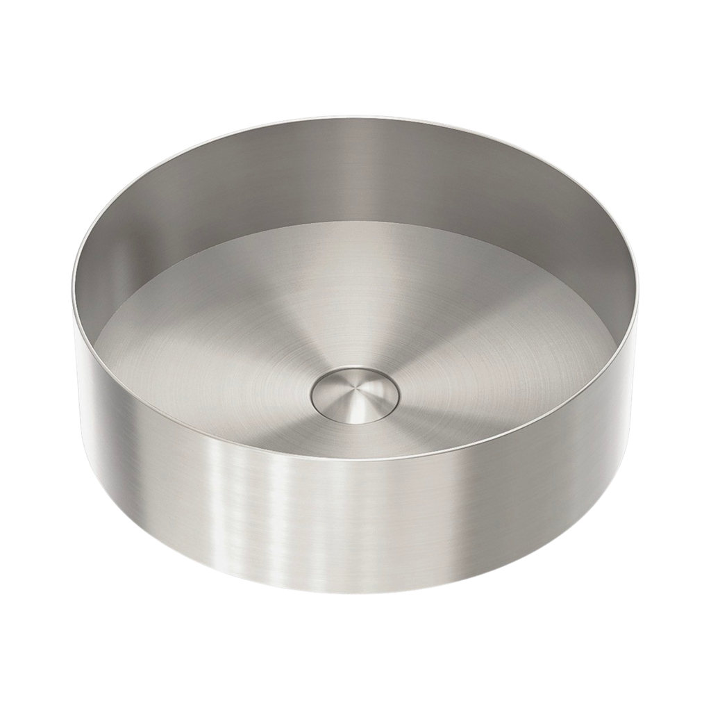 Owen & Finch RVS Waskom Geborsteld Nikkel | Luxe Ronde Opbouw Waskom 400 mm (OFB401rBN)