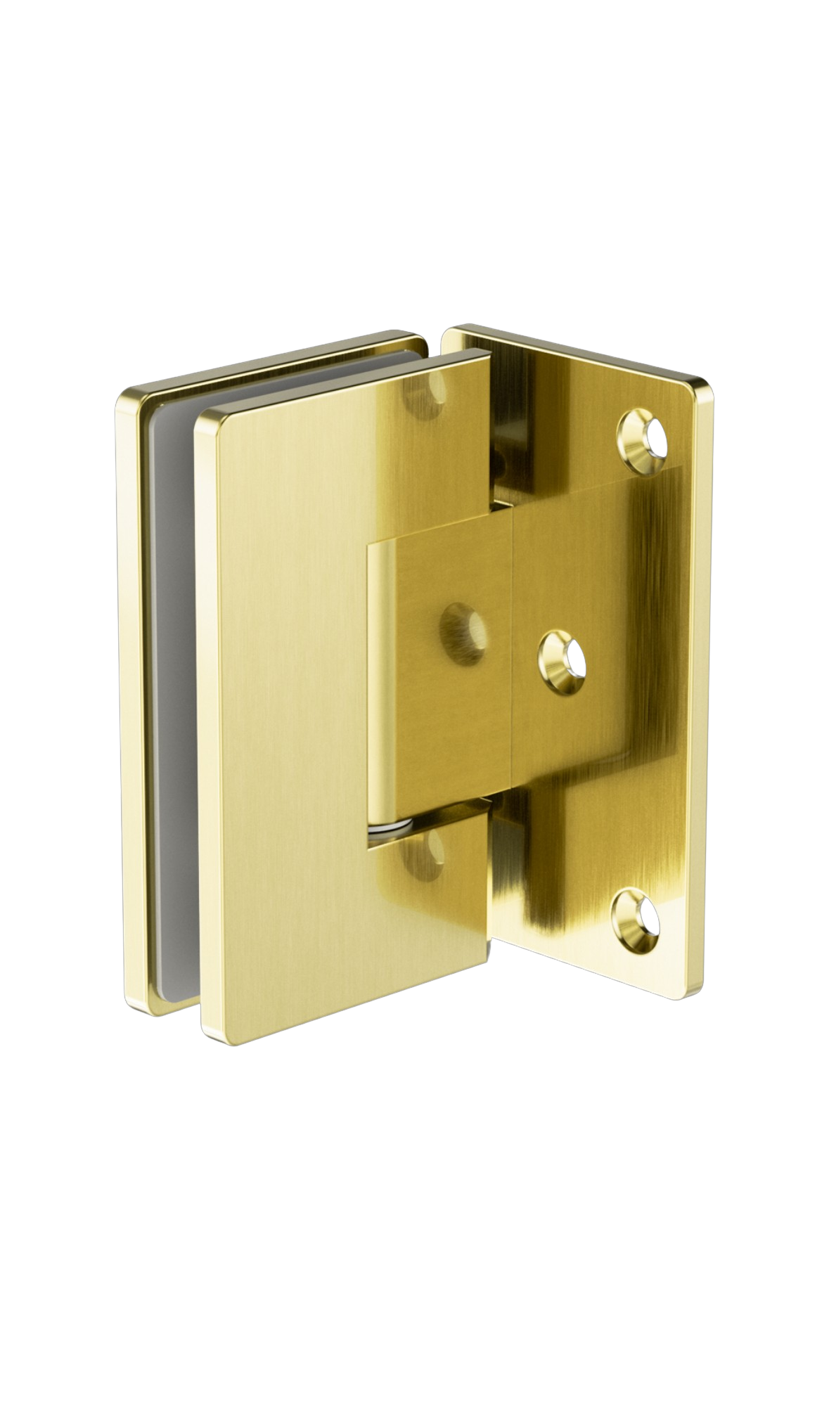 Owen &amp; Finch Brass Glass-to-Glass Hinge 90° | Glass Hardware for Shower Doors Brushed Champagne Gold PVD (OFSH101BG)