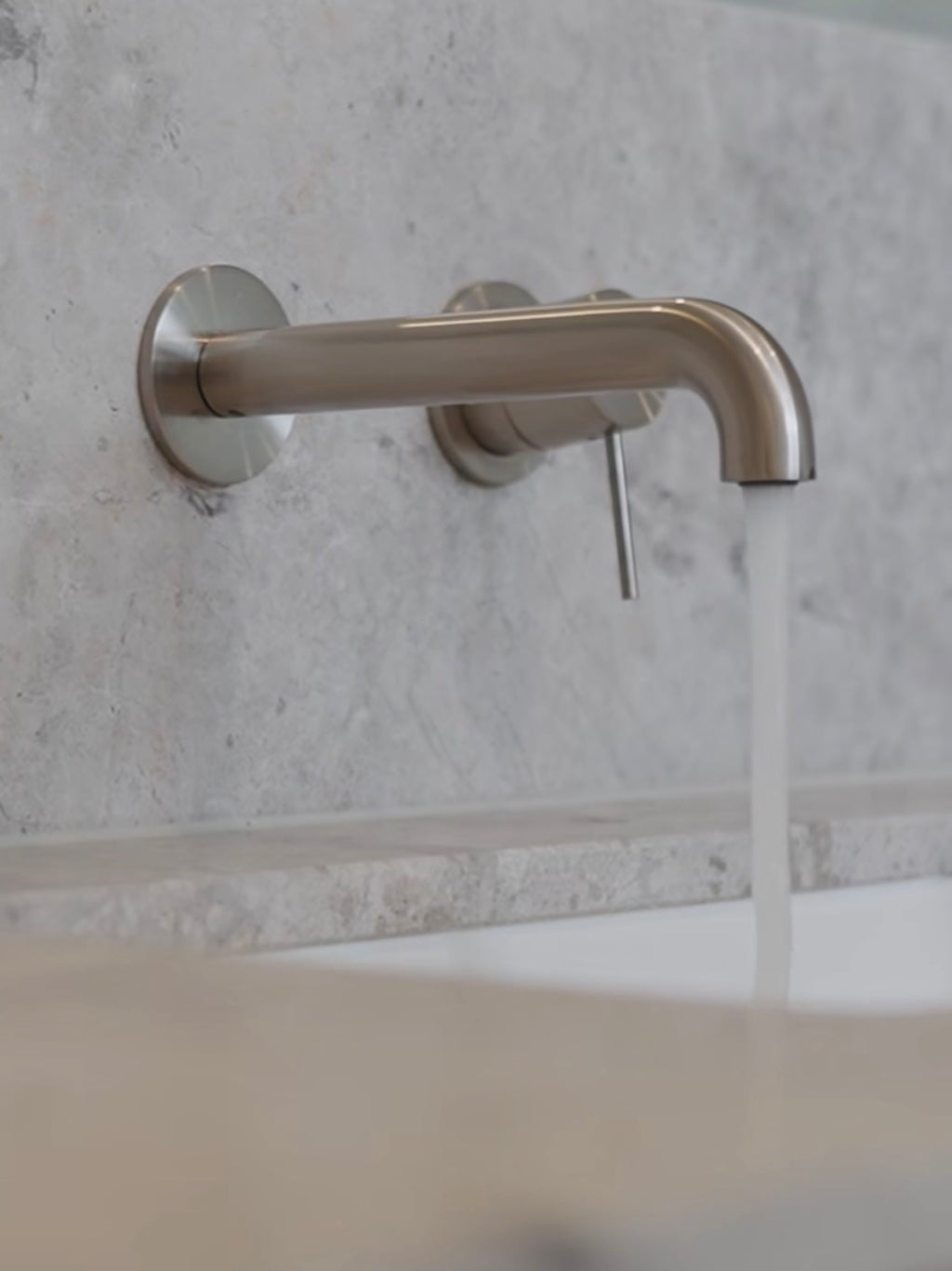 Owen & Finch Messing Inbouw Wandmengkraan – Geborsteld Nikkel – Meerdere Uitlooplengtes (OF221910cBN)