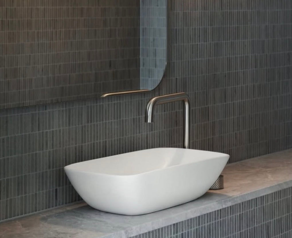 Owen & Finch Messing Progressive Wastafelmengkraan Hoog Model – Geborsteld Nikkel – Diamantkarteling (OF252001aBN)