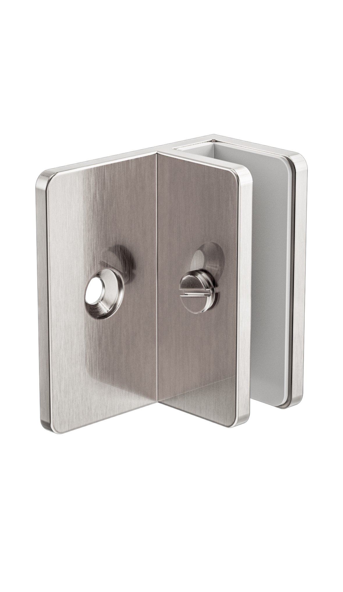 Brass Glass Fitting 90° – U-Shaped Mounting Bracket for 10mm Glass Owen &amp; Finch Brushed Nickel (OFSH202BN)