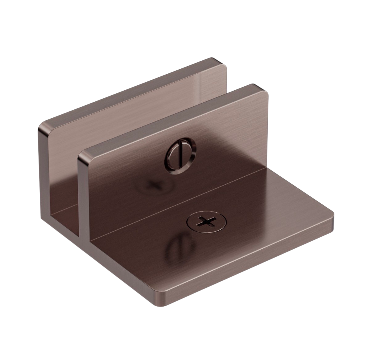 Owen &amp; Finch Brass Glass Fittings 90° – U-Shaped Mounting Bracket for 10mm Glass Brushed Satin Bronze PVD (OFSH202BZ)