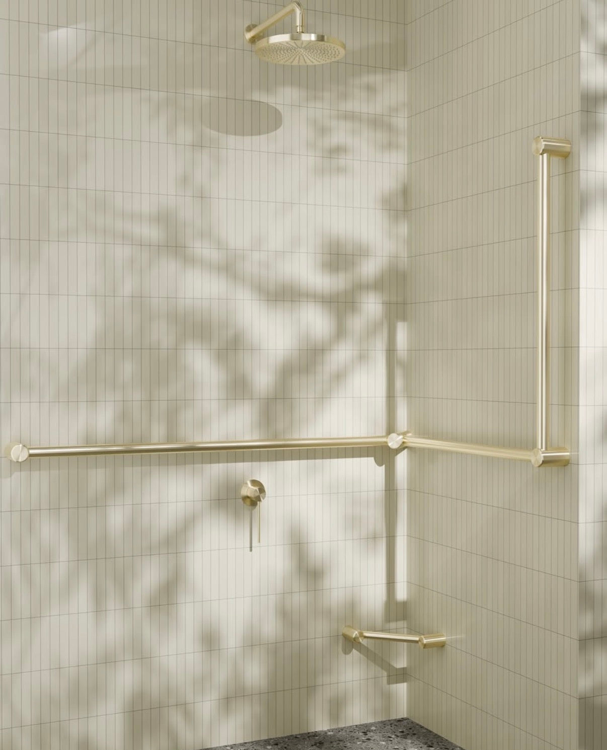 Wandarm Douchekop 400mm 316L RVS Geborsteld Champagne Goud PVD | Owen & Finch (OF509BG)