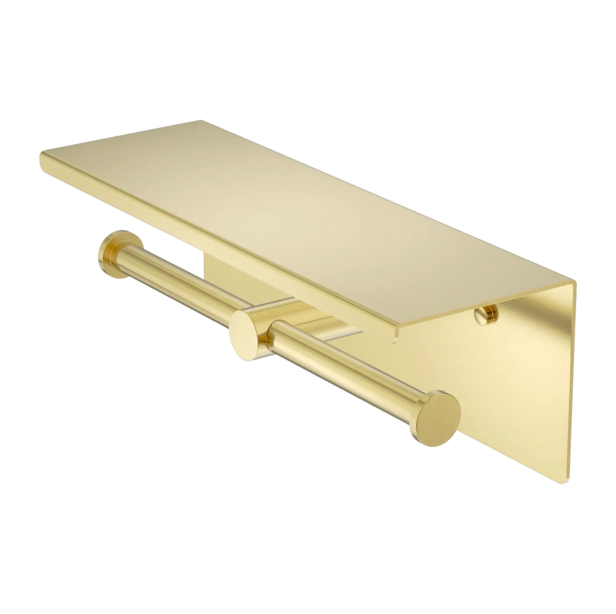 Toiletrolhouder RVS Geborsteld Champagne Goud PVD Met Reserverolhouder en Planchet | Owen & Finch (OF1986eBG)