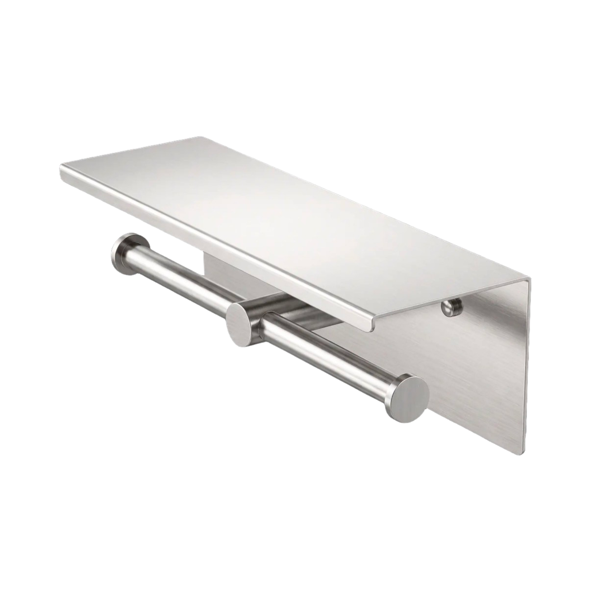 Toiletrolhouder RVS Geborsteld Nikkel Met Reserverolhouder en Planchet | Owen & Finch (OF1986eBN)