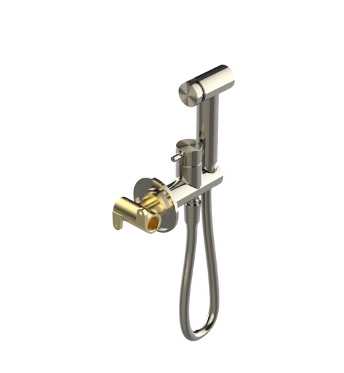Bidet Handdouche Set met Mengkraan Geborsteld Champagne Goud PVD | Warm & Koud Water | Owen & Finch (OF221912mBG)
